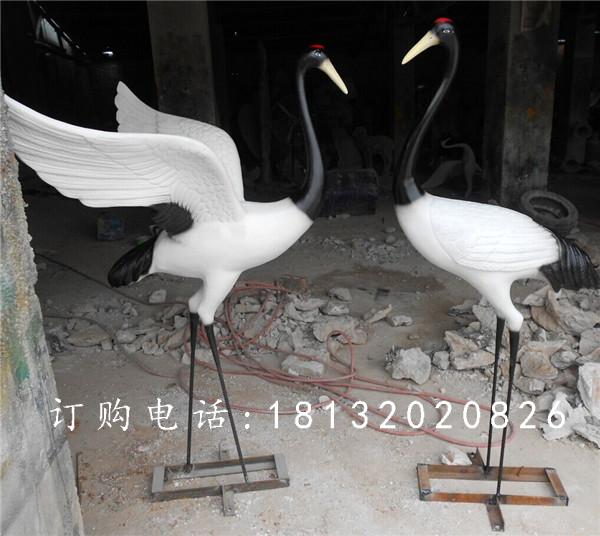玻璃钢仙鹤雕塑，玻璃钢仿真动物雕塑