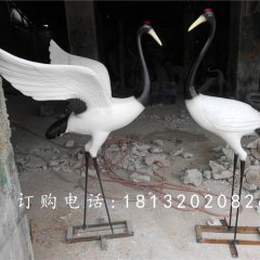 玻璃钢仙鹤雕塑，玻璃钢仿真动物雕塑
