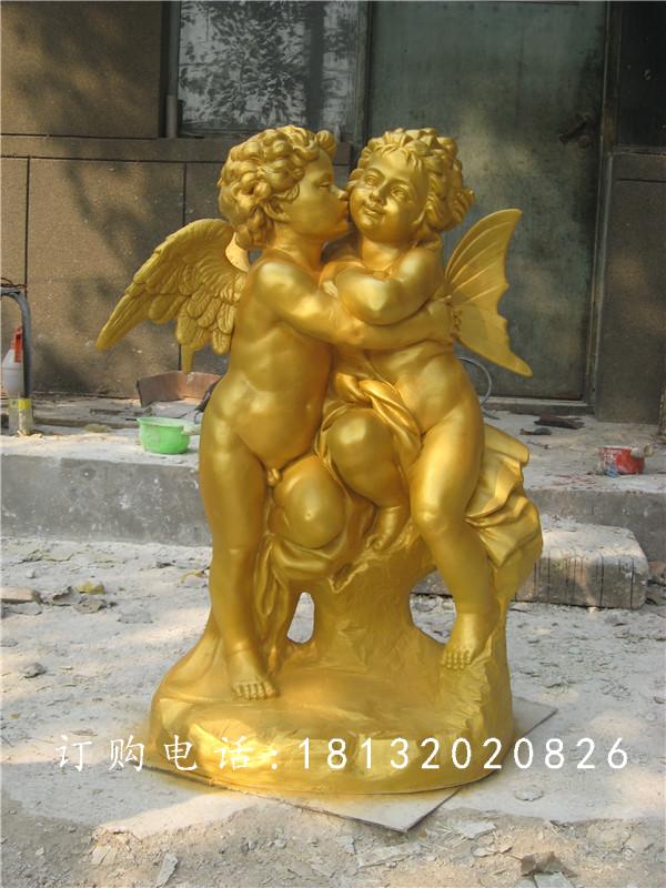 玻璃钢小天使雕塑，玻璃钢西方人物雕塑