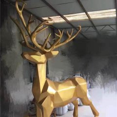 玻璃钢驯鹿雕塑，玻璃钢动物雕塑