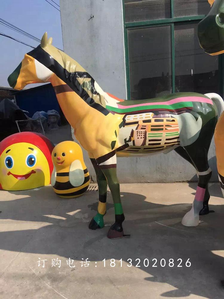 玻璃钢彩绘马雕塑，玻璃钢动物雕塑 (1)