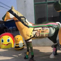 玻璃钢彩绘马雕塑，玻璃钢动物雕塑
