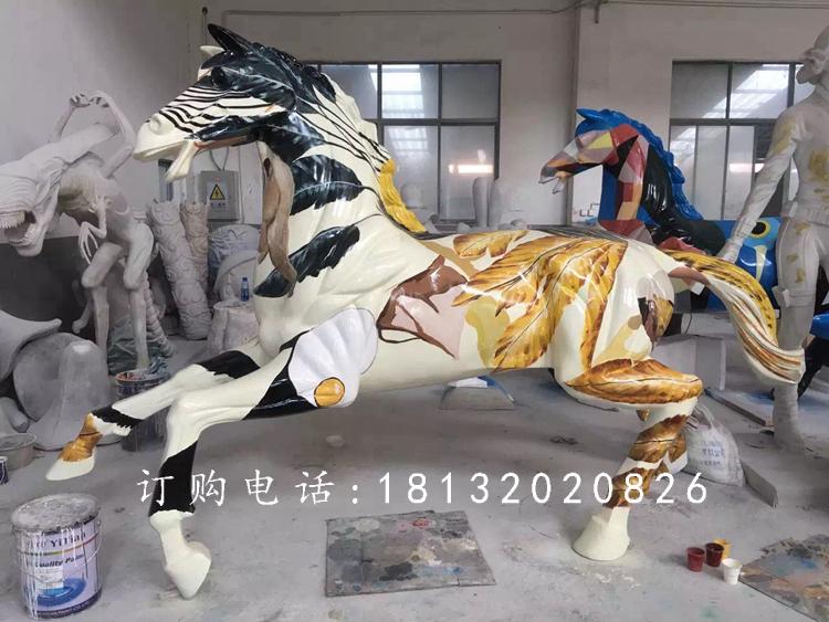 玻璃钢彩绘马雕塑，玻璃钢动物雕塑 (2)