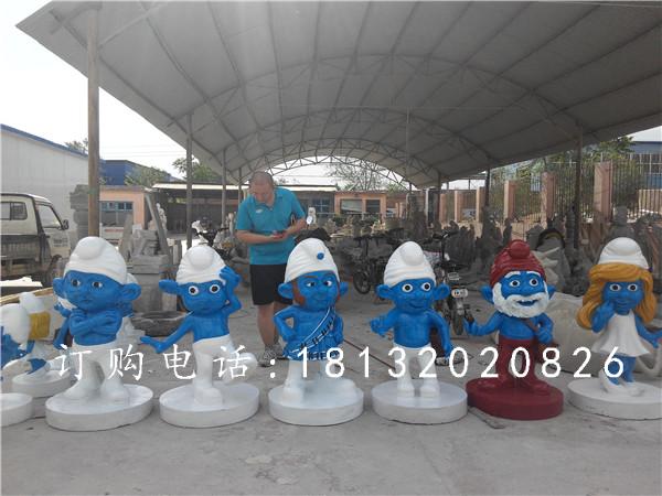玻璃钢蓝精灵雕塑，卡通动画雕塑