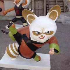 玻璃钢功夫熊猫雕塑，卡通动物雕塑