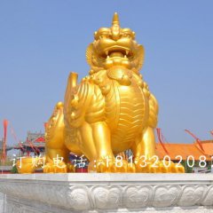 独角兽铜雕，鎏金铜独角兽