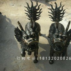 麒麟铜雕，小型青铜麒麟