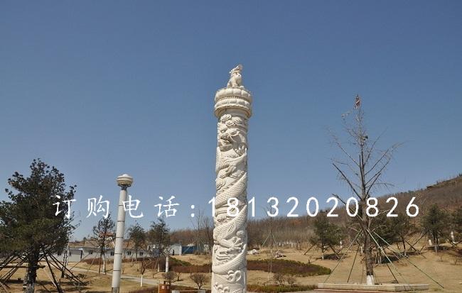 汉白玉龙柱石雕，广场华表石雕
