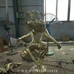 跳山羊雕塑，公园人物铜雕