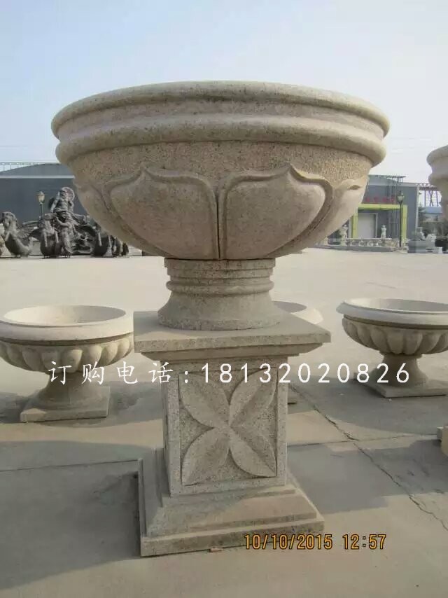 公园花盆雕塑，景观花盆石雕