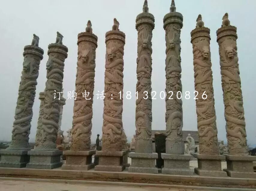 盘龙柱石雕，广场石龙柱雕塑
