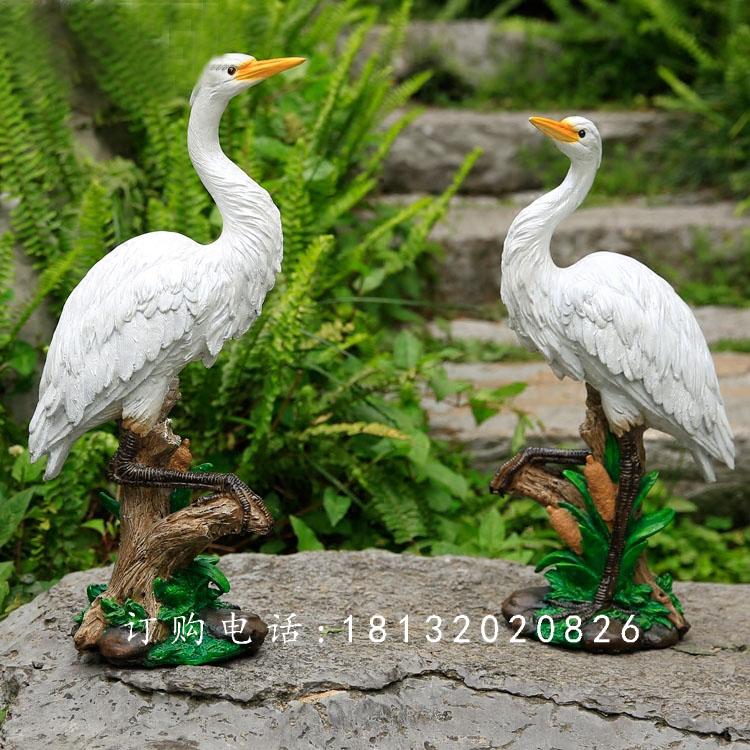 玻璃钢白鹭雕塑，玻璃钢仿真动物 (2)