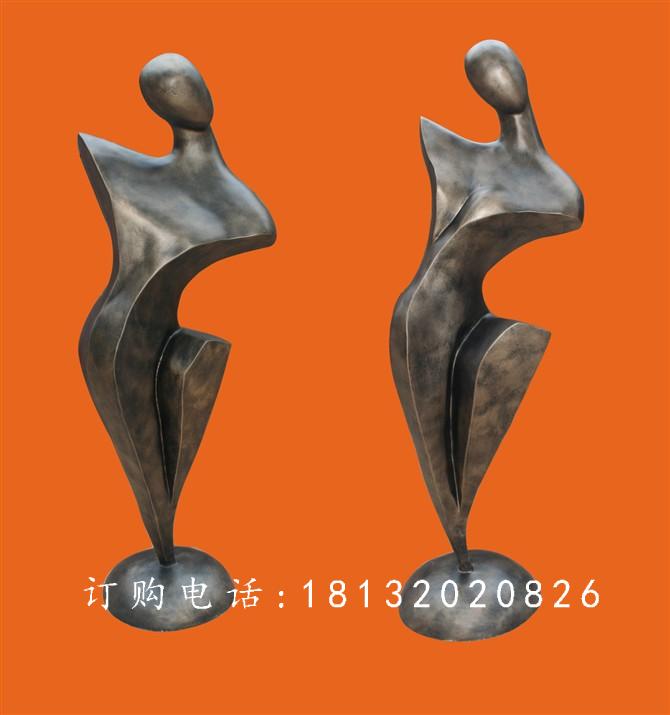 抽象女人雕塑，玻璃钢仿铜雕塑