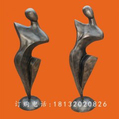 抽象女人雕塑，玻璃钢仿铜雕塑