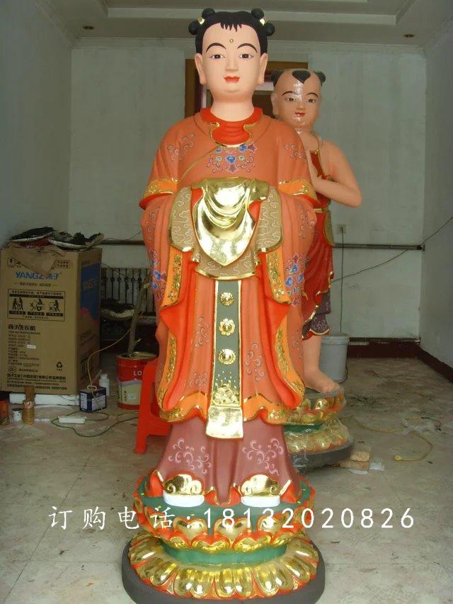 玻璃钢龙女雕塑，贴金彩绘龙女雕塑