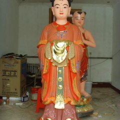 玻璃钢龙女雕塑，贴金彩绘龙女雕塑
