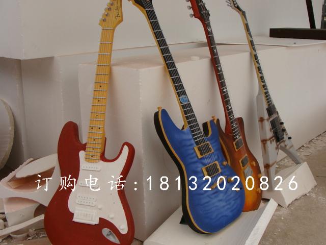 玻璃钢吉他雕塑，玻璃钢仿真乐器
