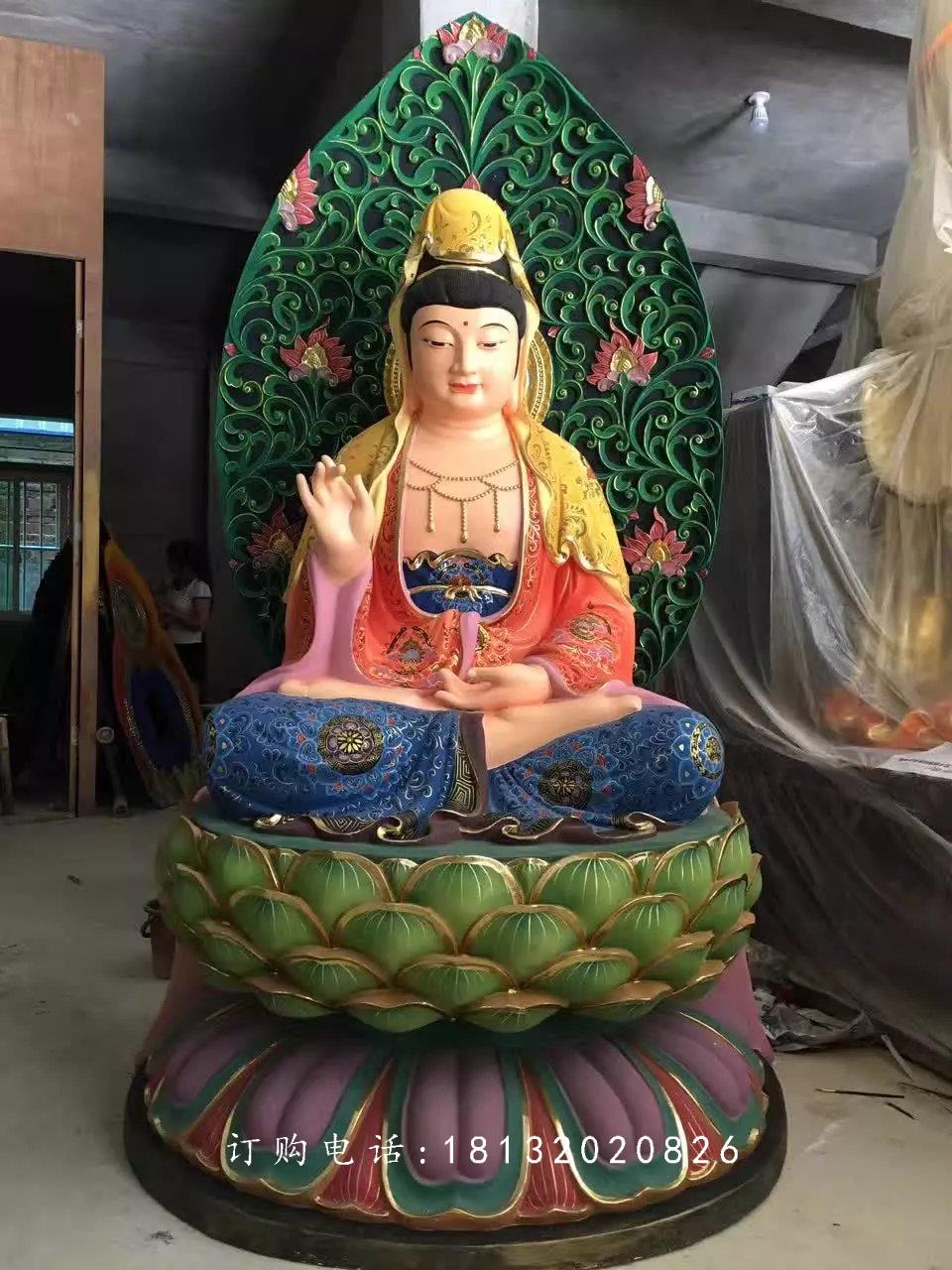 彩绘观世音雕塑，玻璃钢佛像