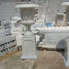 小区石花钵雕塑，欧式花盆石雕