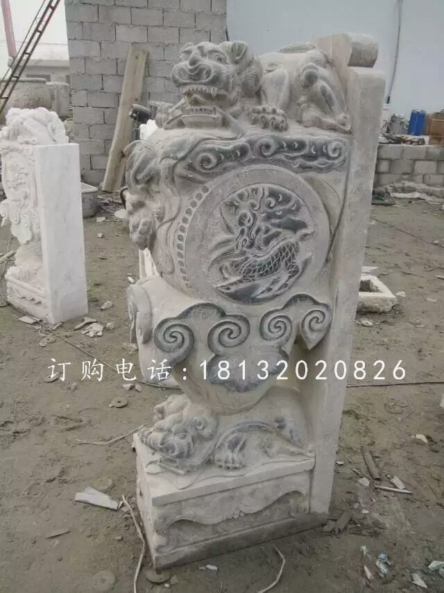 狮子门墩雕塑，仿古石雕门墩 (1)