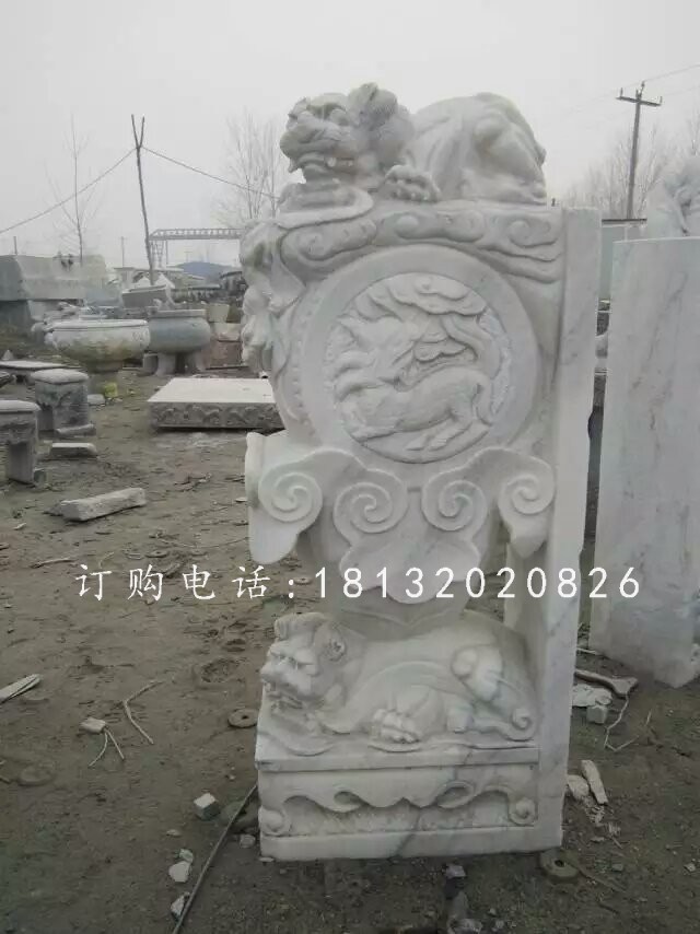 狮子门墩雕塑，仿古石雕门墩 (2)