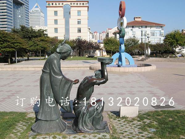 广场人物雕塑，公园古代人物铜雕