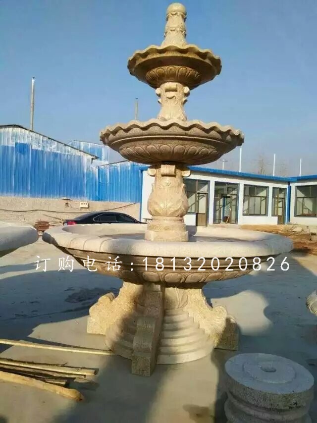 三层石喷泉雕塑，小区喷泉石雕