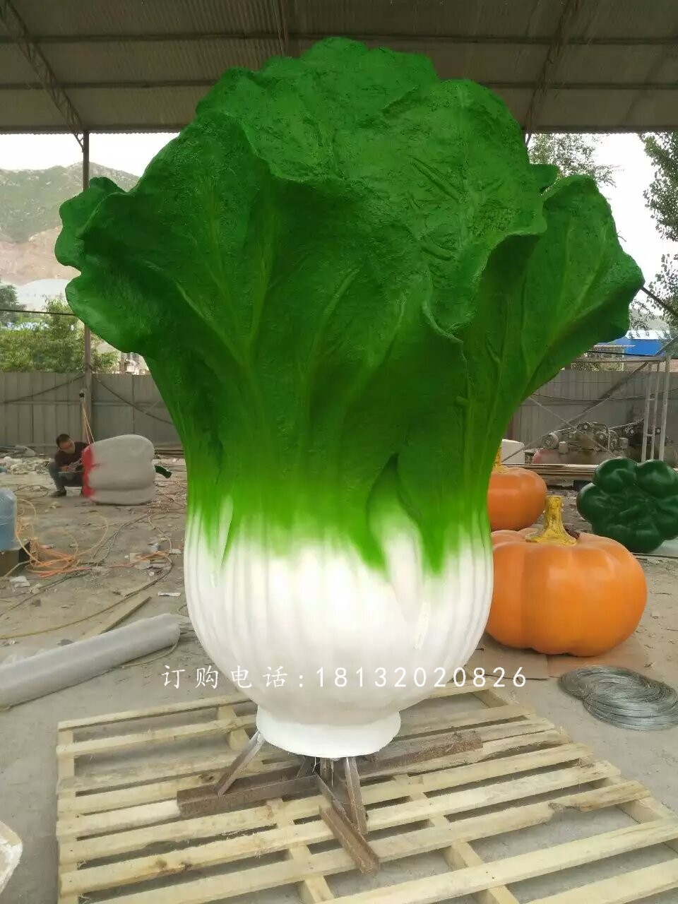 玻璃钢蔬菜雕塑，仿真大白菜