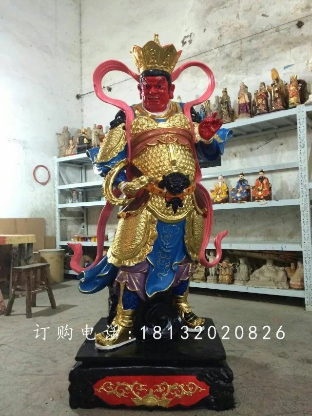 四大天王雕塑，玻璃钢彩绘雕塑 (2)