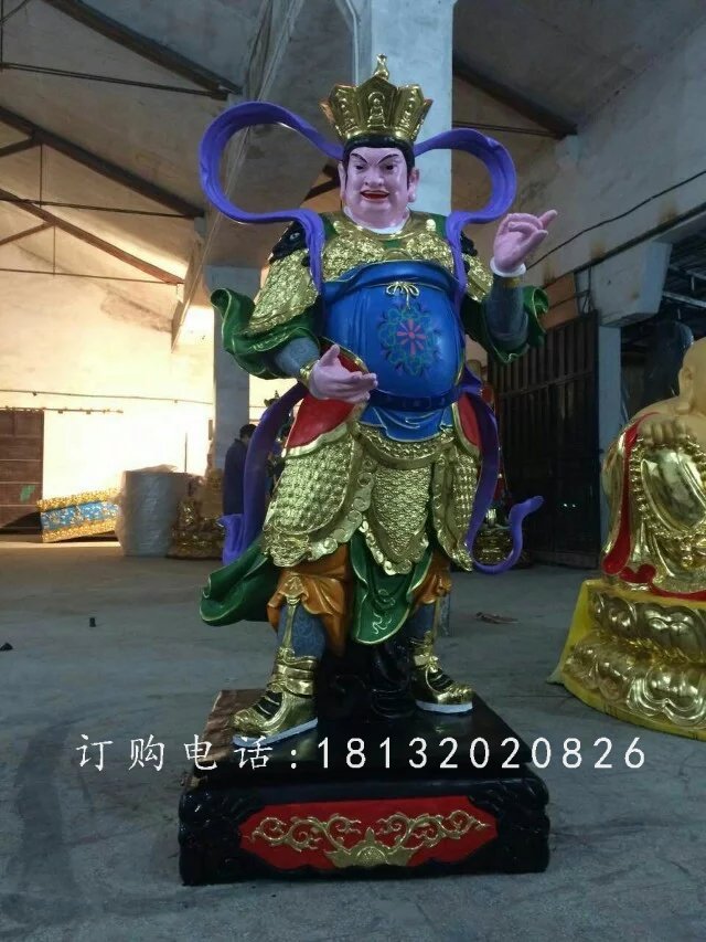 四大天王雕塑，玻璃钢彩绘雕塑 (3)