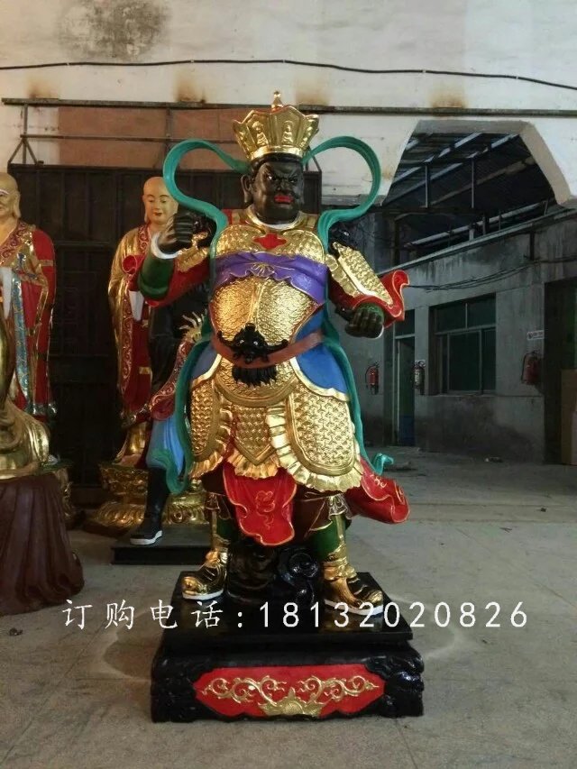 四大天王雕塑，玻璃钢彩绘雕塑 (4)