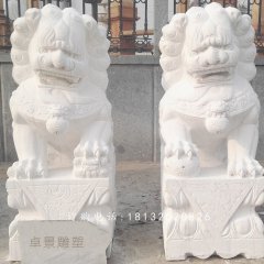 汉白玉狮子石雕，门口狮子石雕