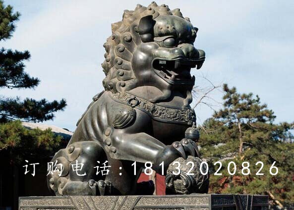 戏球狮铜雕，广场青铜狮 (1)