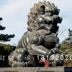 戏球狮铜雕，广场青铜狮