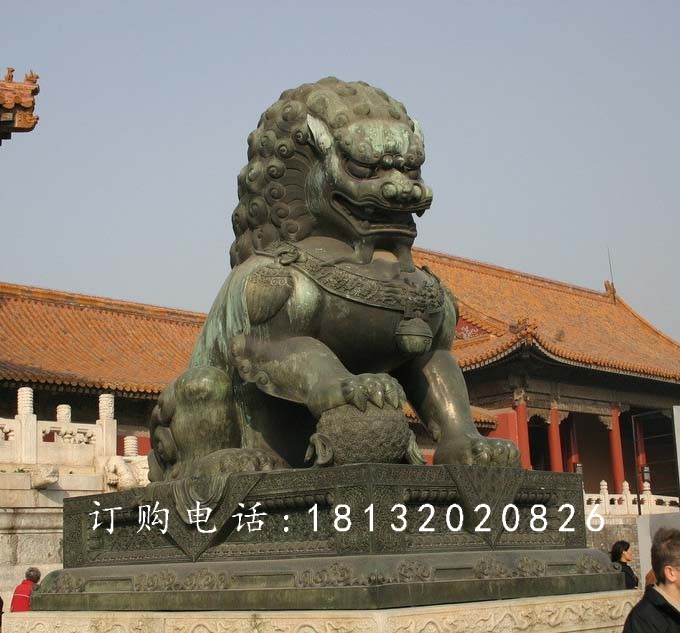 戏球狮铜雕，广场青铜狮 (3)