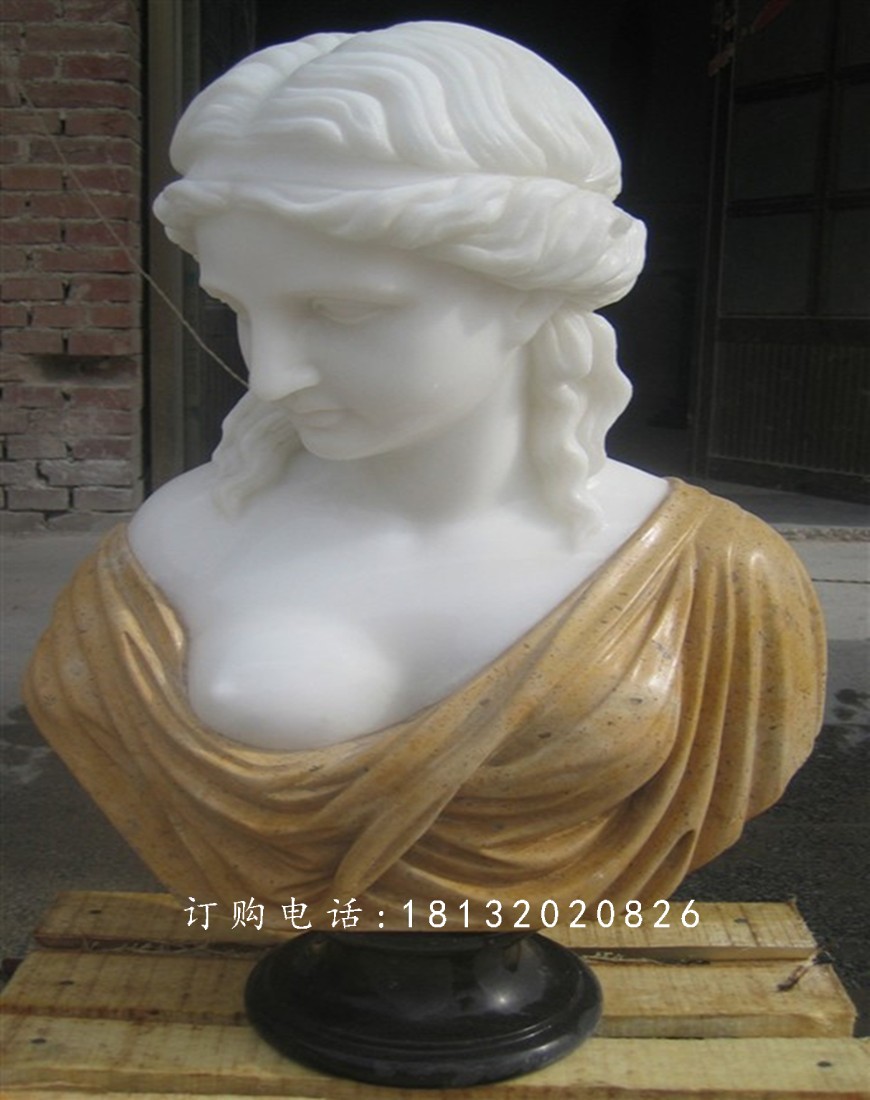 西方美女胸像雕塑，汉白玉人物石雕 (2)