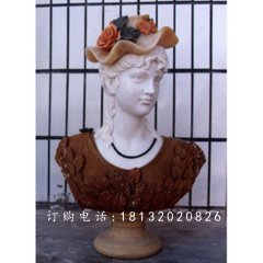 西方美女胸像雕塑，汉白玉人物石雕