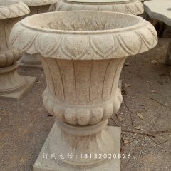 砂岩花盆，公园花盆石雕