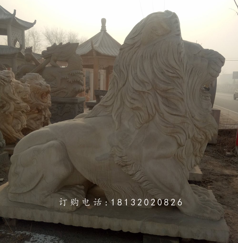 汇丰狮石雕，银行门口狮子石雕