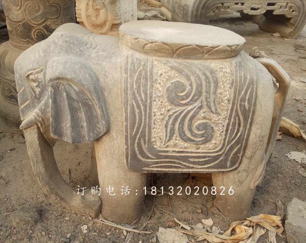 大象石凳，仿古石凳，仿古石雕