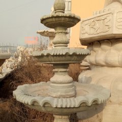 青石喷水盆，公园喷水盆石雕