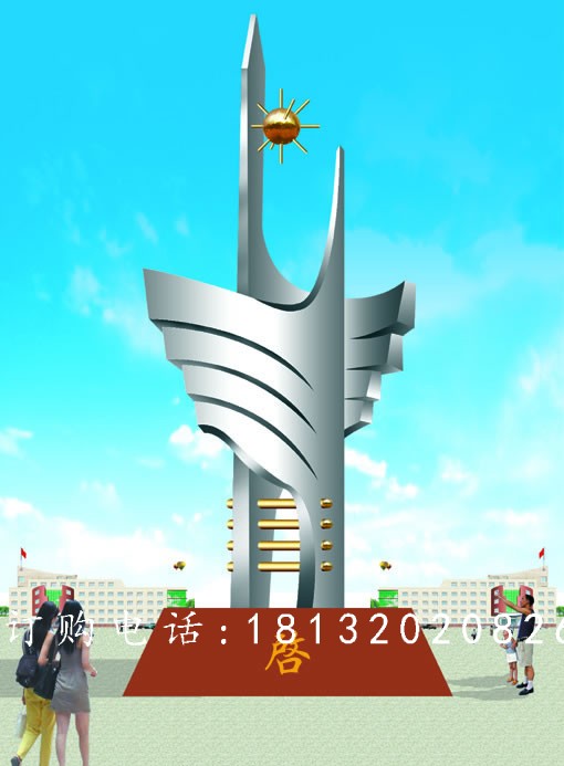 不锈钢启雕塑，校园广场雕塑