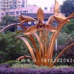 不锈钢兰花雕塑，广场不锈钢花卉雕塑