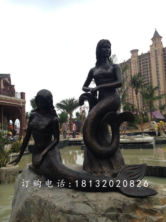 美人鱼铜雕，别墅区景观铜雕