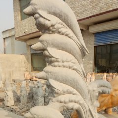 海豚石雕，公园动物石雕