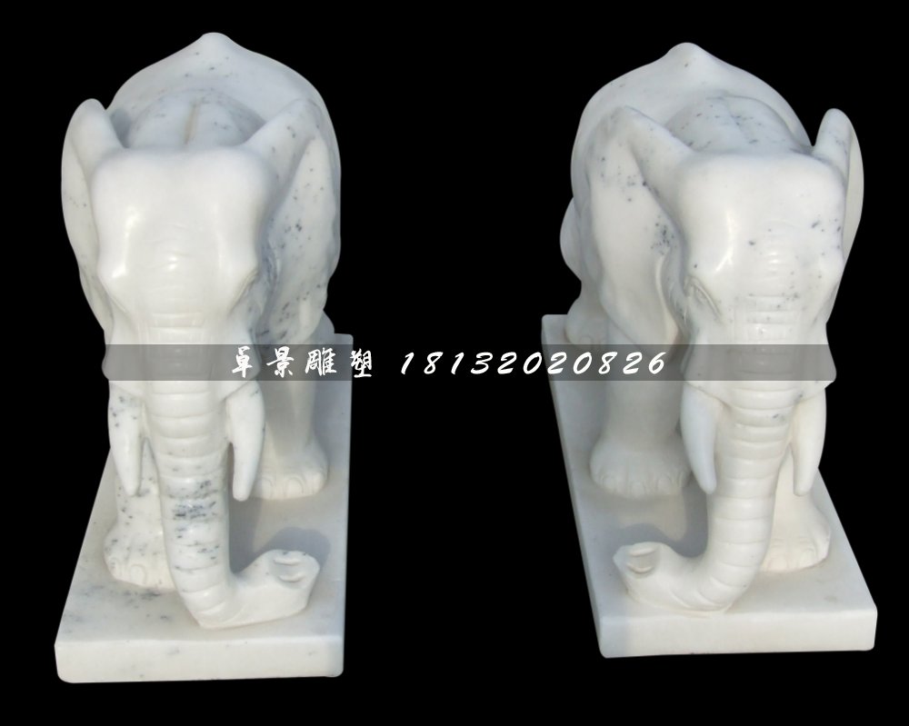 小象石雕，大理石小象雕塑