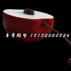 玻璃钢半块苹果雕塑，公园景观雕塑