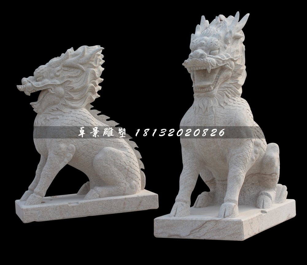 大理石麒麟雕塑，古代神兽石雕
