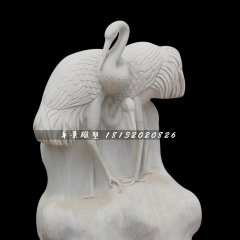 丹顶鹤石雕，公园汉白玉丹顶鹤雕塑