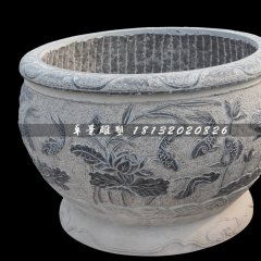 仿古石头花盆，大理石雕刻花盆